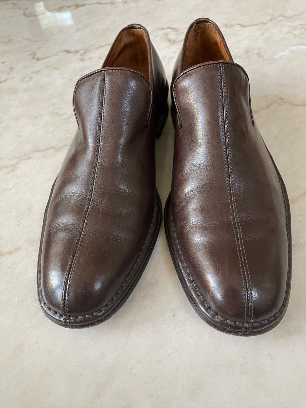 John Varvatos Brown Leather Slip-On Dress Shoes 9,5 - Picture 1 of 9